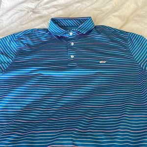 Vineyard Vines men performance polo - blue and pink